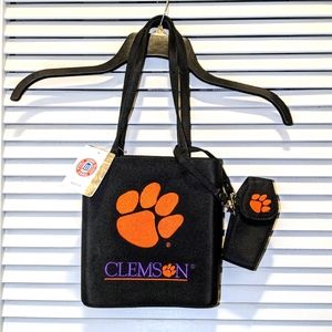NWT Univ Clemson Tigers Bag Purse By Sandol Orange Purple NCAA Football Tailgate